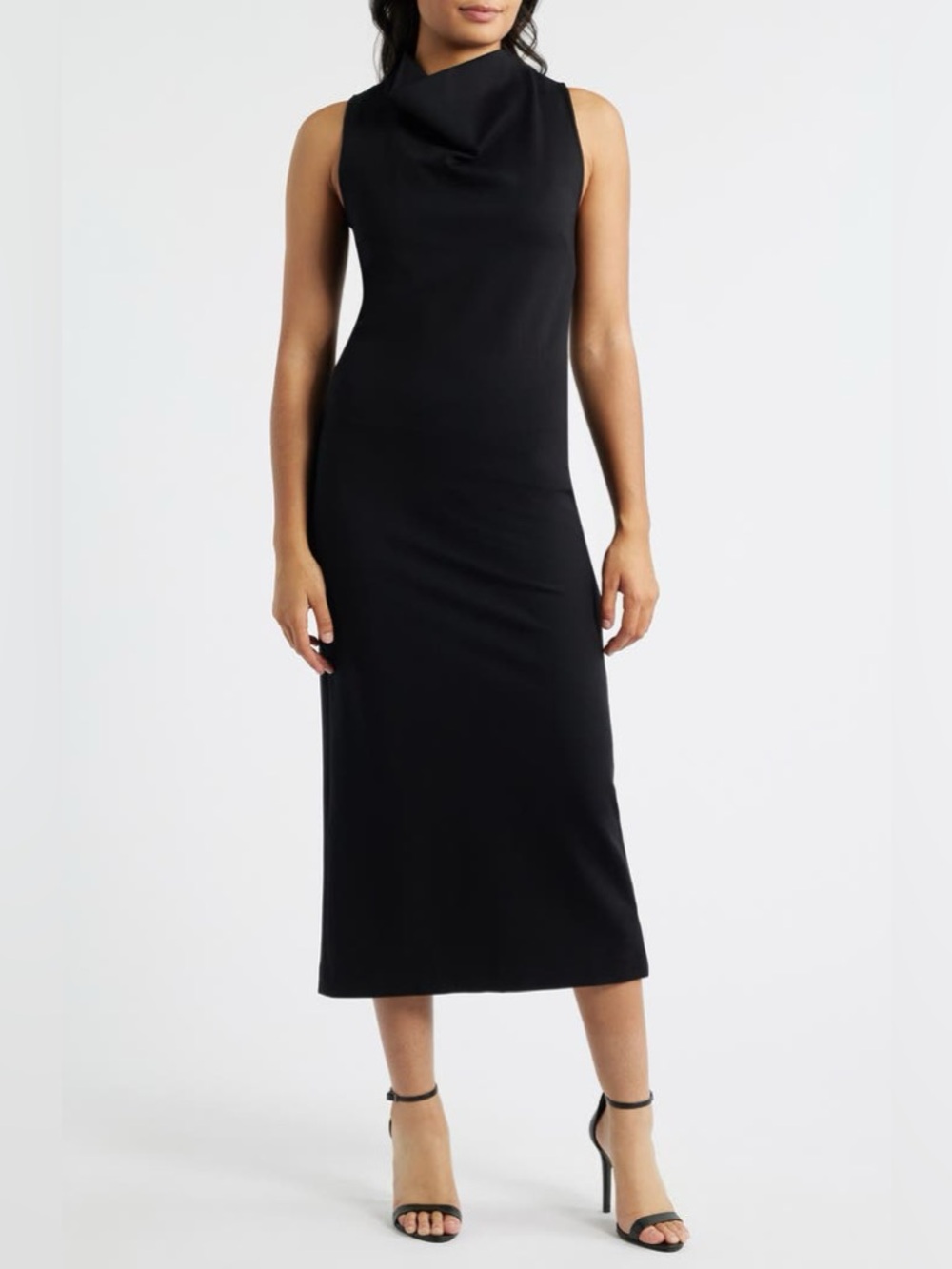 Spanx Ponte Sleeveless Midi Dress with Draped Neckline Size Large